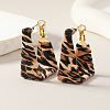 Rectangle with Leopard Print Alloy Imitation Leather Hoop Earrings FS-WG9C653-02-1