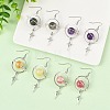 4 Pairs 4 Styles Natural Gemstone & Alloy Pendant Dangle Earrings EJEW-TA00818-1