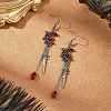 Alloy Rhinestone & Glass Teardrop Dangle Earrings EJEW-JE07513-1
