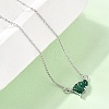 Brass Pave Cubic Zirconia Rectangle and Heart Pendant Cable Chain Necklaces LS-KK-CBAB173-04P-09-2
