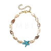 2Pcs Natural Sea Shell & Synthetical Turquoise Beaded Bracelets for Women BJEW-JB13838-5