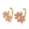 Rack Plating Flower Brass Cuff Earrings EJEW-H016-33G-02-1