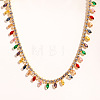 Brass Pave Cubic Zirconia Horse Eye Fringe Tennis Necklaces for Women WG35F58-03-2