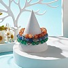 3Pcs 3 Colors Natural Aventurine Round Beaded Stretch Bracelets Set with Curved Tube BJEW-JB07719-3