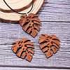 Wood & Wax Cord Pendant Necklaces & Hoop Earrings Sets FS-WG8CCFA-03-1