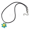 Glass Rhinestone & Glass Seed Beads Beaded Flower Pendant Necklaces NJEW-MZ00078-05-4