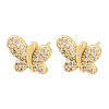 Brass Micro Pave Clear Cubic Zirconia Stud Earrings EJEW-F400-02A-G-2