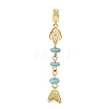 Brass Pave Cubic Zirconia Clear Cubic Zirconia & Synthetic Turquoise & Enamel European Dangle Charms GG-CBA3401-01G-B02-1