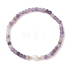 Natural Mixed Gemstone Cube Beads Stretch Bracelets for Women BJEW-JB13179-4