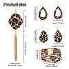 ANATTASOUL Leopard Print Teardrop Dangle Earrings & Multi-strand Bracelet & Tassel Pendant Necklace AJEW-AN0007-08-2