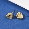 Brass Micro Pave Clear Cubic Zirconia Dog Stud Earrings EJEW-F400-09G-2