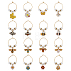 16Pcs 16 Style Bees & Flower Theme Alloy Enamel Wine Glass Charms AJEW-BC0003-91-1
