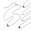 Natural Amethyst/Rose Quartz/Tiger Eye/Amazonite/Sodalite Faceted Round Pendant Necklaces NJEW-JN05133-01-2