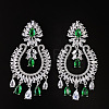 Teardrop Brass Micro Pave Cubic Zirconia Chandelier Earrings FS-WG7EBA5-01-1