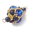 3Pcs 3 Colors Bohemian Natural Tiger Eye & Lapis Lazuli & Amethyst Round with Glass Beaded Teardrop Links Connector Charms PALLOY-MZ01227-5