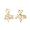Brass Micro Pave Clear Cubic Zirconia European Dangle Charms KK-N287-33D-G-1