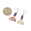 Rainbow Alloy Enamel & Natural Amethyst Dangle Earrings for Women EJEW-JE05923-3