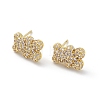 Bear Rack Plating Brass Cubic Zirconia Stud Earrings for Women EJEW-K245-25G-1