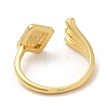 Rack Plating Brass Rhombus Open Cuff Rings with Cubic Zirconia RJEW-D008-11G-3