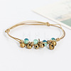 Alloy Bell & Porcelain Bead Charm Wax Cord Adjustable Anklets FS-WG54FA9-03-2