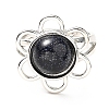 Synthetic Blue Goldstone Adjustable Rings RJEW-P043-01P-23-2