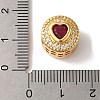 Flat Round with Heart Pattern Rack Plating Brass Micro Pave Cubic Zirconia European Beads KK-G511-01G-04-3