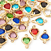 28Pcs 7 Colors Stainless Steel Pave Glass Heart Connector Charms STAS-TA0003-30-3