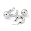 Brass Round Ball Dangle Hoop Earrings for Women EJEW-G347-04P-2