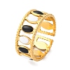 304 Stainless Steel Enamel Oval Hollow Cuff Rings RJEW-D306-26G-3