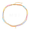 Colorful Glass Seed Beaded Initial Pendant Double Layer Necklaces LS-QS3881-26-1