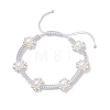 ABS Plastic Imitation Pearl & Electroplate Non-magnetic Synthetic Hematite Beads Braided Bead Bracelets for Women BJEW-JB12916-3