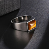 Rectangle Natural Tiger Eye Finger Ring FIND-PW0021-06G-1