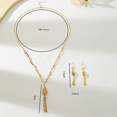 Iron Teardrop Tassels Earrings & Pendant Necklaces Set for Women AK6196-1