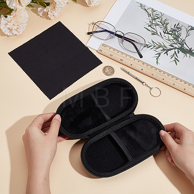 1Pc Oval PU Leather & Velvet Glasses Case AJEW-CN0007-22-1