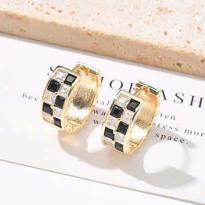 Brass Micro Pave Cubic Zirconia Hoop Earrings EJEW-H152-01C-G-1