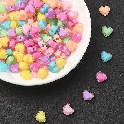 240Pcs 8 Colors Heart Acrylic Beads TACR-YW0001-92-1