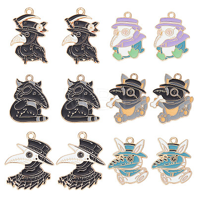 24Pcs 6 Style Alloy Enamel Pendants ENAM-SC0004-10-1