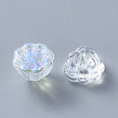 Transparent Spray Painted Glass Beads GLAA-T016-31B-1