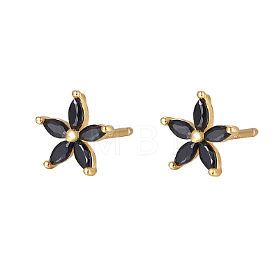 Cubic Zirconia Flower Stud Earrings FY1254-2-1