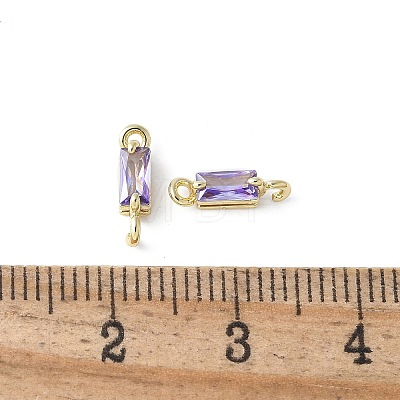 Brass Pave Cubic Zirconia Connector Charms KK-F892-53G-11-1