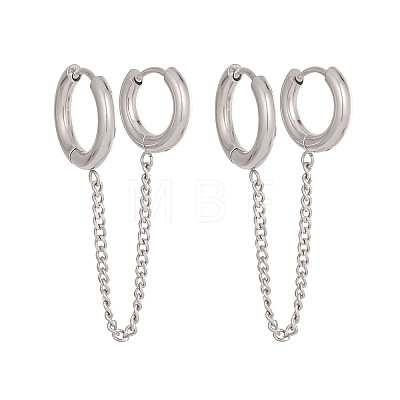 304 Stainless Steel Double Hoop Earrings for Women XJ9052-2-1