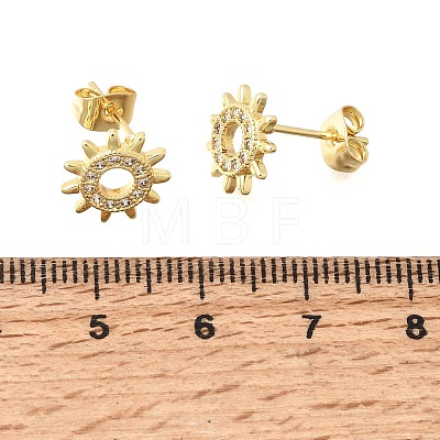 Brass Micro Pave Cubic Zirconia Stud Earrings KK-CBA5B62-05G-1