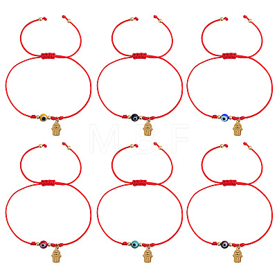 6Pcs Glass Evil Eye Beaded Braided Bracelet Sets ID6668-7-1