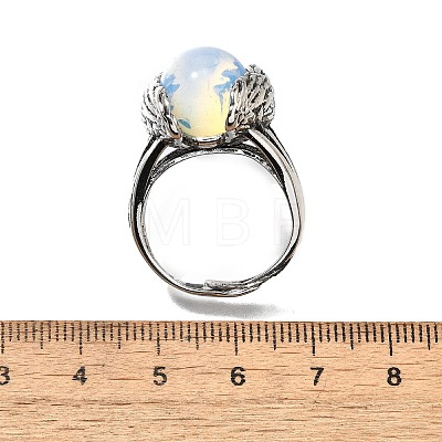 Natural & Synthetic Mixed Gemstone Wings Adjustable Rings RJEW-K241-04AS-1