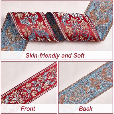 Ethnic style Embroidery Polyester Ribbons OCOR-WH0079-25B-1