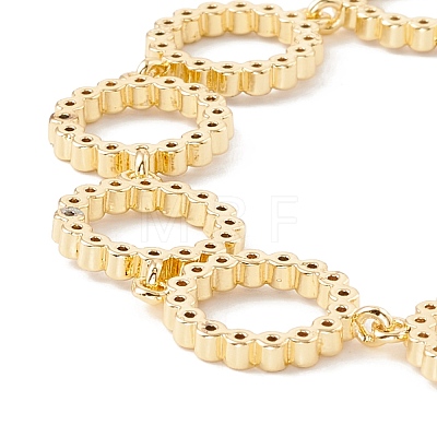 Clear Cubic Zirconia Open Ring Link Chains Bracelet BJEW-I301-08G-1