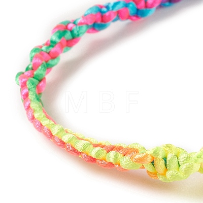 Rainbow Color Polyester Braided Adjustable Bracelet Making for Women BJEW-F454-04-1