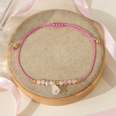 Glass Heart Charm Braided Bracelets ZL0306-1