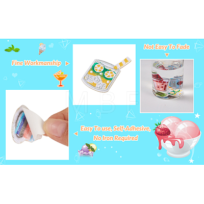 22Pcs 11 Style Summer Theme Food Computerized Embroidery Cloth Self Adhesive Patches DIY-BT0001-56-1