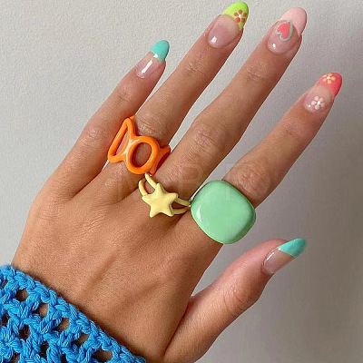 Zinc Alloy Finger Rings Set WG21422-01-1